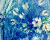 Jarron De Flores Sobre Fondo Azul - 马里·Fe·罗梅罗·坎波